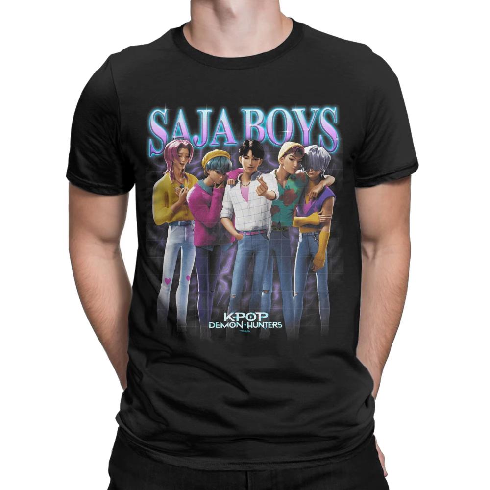 Saja Boys Movie K Pop Охотники на демонов Мужская Женская Футболка Пляжная Мода Футболки Хлопок Круглый Вырез Одежда Оверсайз Уличная Одежда Футболка