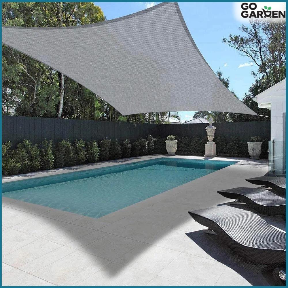Sunshade terrace balcony protective shade sail gray canopy with handles 4x6 m