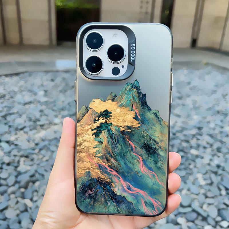 Эстетичный Чехол для Телефона с Горным Пиком в Стиле Nature Для iPhone 17 13 15 16 Pro Max Plus 14 12 11 Pro Max 13 Mini Ударопрочные Лазерные Чехлы