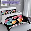 3PC Custom Name Ice Cream Celebration Bedding Set Printed  Bedding Set Duvet Cover Closure Includes 1 Duvet Cover & 123 Pillowcases for Bedroom