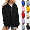 Ladies' Casual And Fashionable Solid Color Long Sleeved Hooded Warm Shirt Loose And Comfortable Hoodie