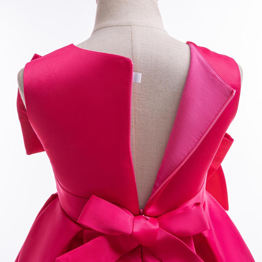 Вечернее платье принцессы с бантом для девочек - Модная детская одежда однотонной расцветки