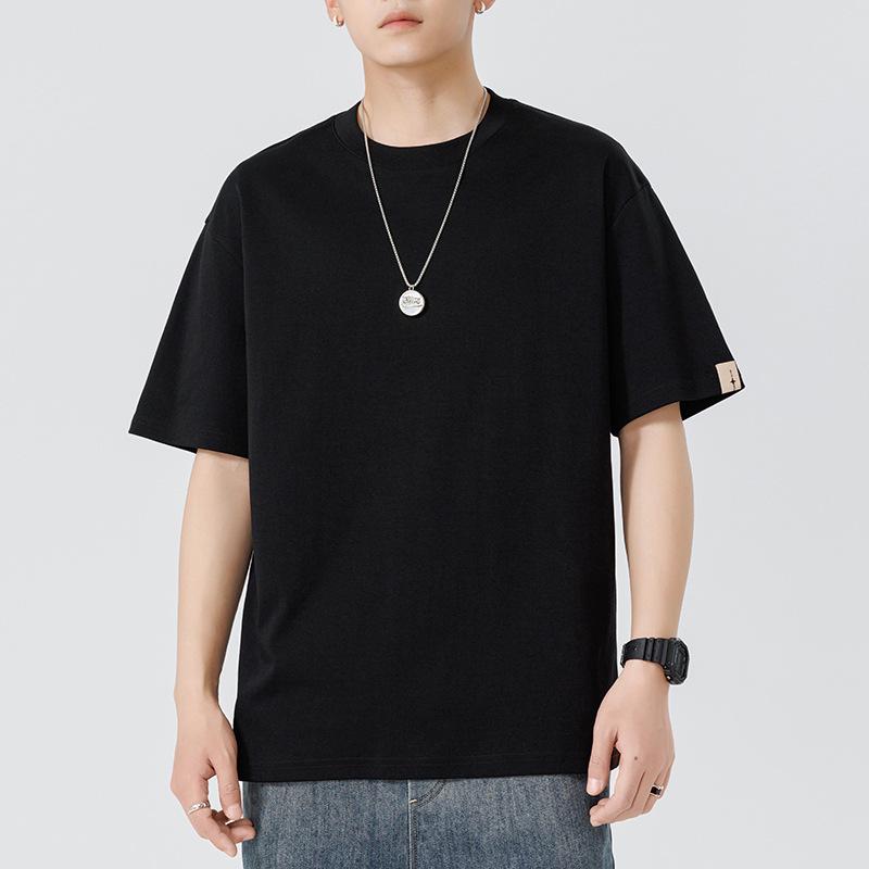 Мужская футболка свободного кроя, минималистичная, с круглым вырезом, однотонная, летняя, с коротким рукавом