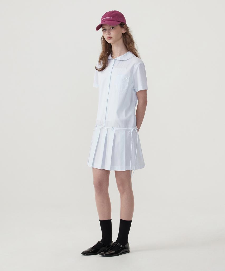 Covernat Woman Pleated Shirt Dress Sky Blue
