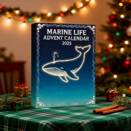 Адвент-календарь «Морская жизнь» 2025 24 дня Акриловые украшения на подводную тематику Рождественская коробка для обратного отсчета для развлечений