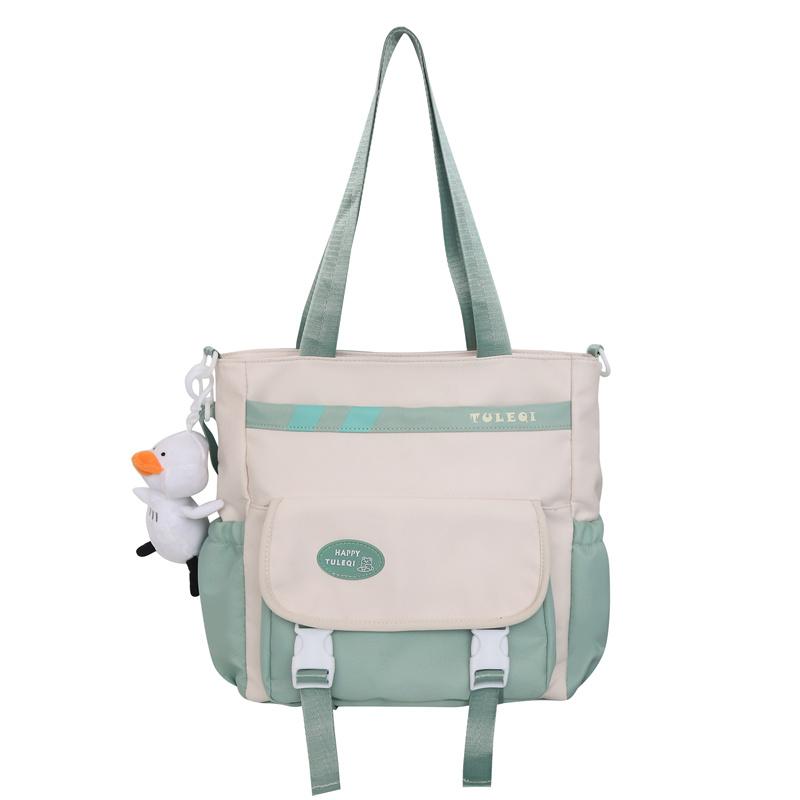 Холщовая сумка через плечо большой емкости, водонепроницаемая нейлоновая школьная сумка для студенток, сумка-тоут на одно плечо