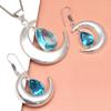 Комплект из серег и подвески ко Дню матери с драгоценным камнем London Blue Topaz