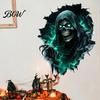 Decorative Wall Film Halloween Theme Sticker, Horror Skull Decal, Waterproof Self-adhesive Glowing Stickers Art, for Home Living Room Bedroom