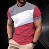 Summer Round Neck Color - Block Striped 3D Print Top Fashionable Casual Short Sleeved Men's T-shirts