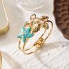 Creative Pearl Shell Starfish Cuff Enamel Ocean Vibe Metal Bracelet Gold Color Irregular Open Bangle Women