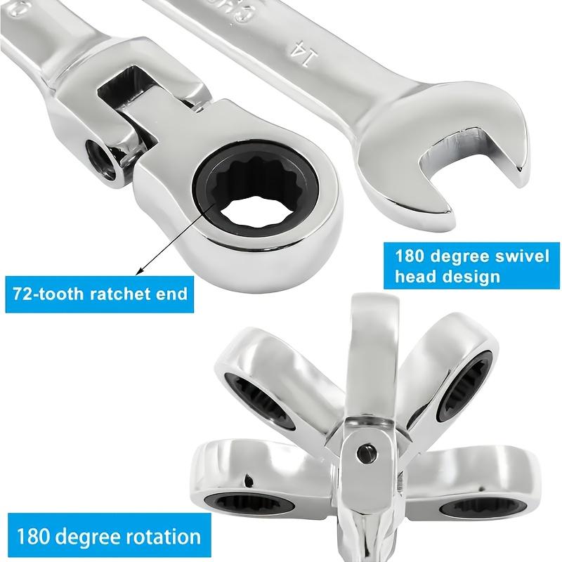 Multi-Functional Ratchet Wrench, 72 Teeth, 180 ° Rotational Design, Durable Chromium-Vanadium Steel, Suitable for Automobile Maintenance, Bicycles