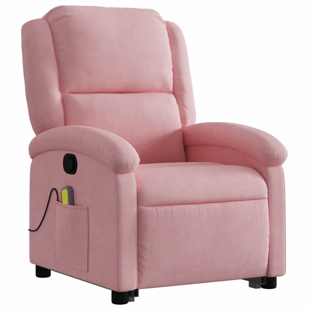 Massage Recliner with Lift Function Pink Velvet