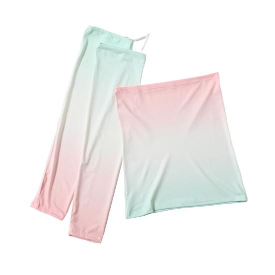 2Pcs/Set Face Guard Sun Protection Oversleeve Set, Ice Silk Cooling Fabric Arm Sleeves with Thumb Buckle Cuffs, Outdoor Cycling Driving Beach Summer