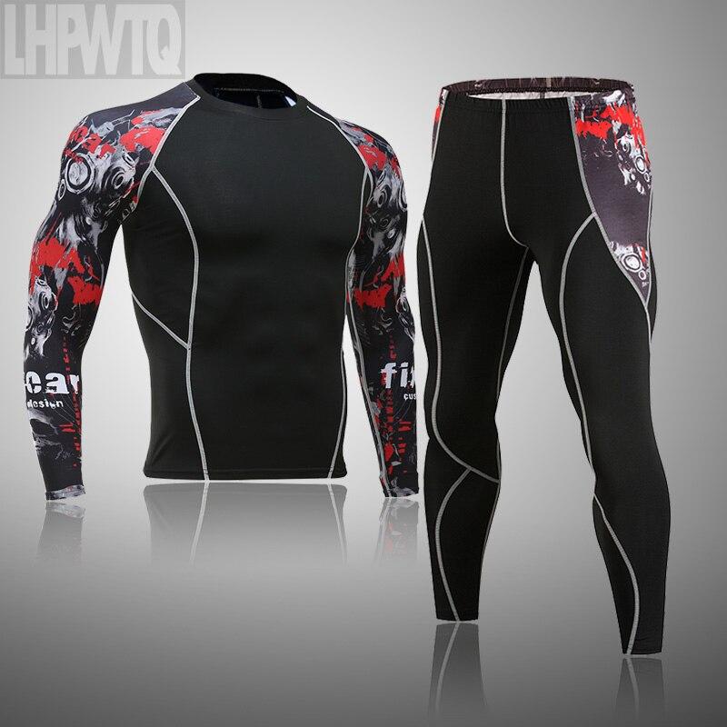 2 шт., комплект термобелья для мужчин Long Johns, леггинсы для фитнеса, компрессионный спортивный костюм, нижнее белье