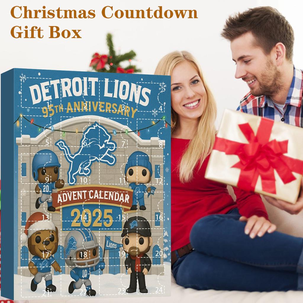 Detroit Lions 95th Anniversary Blind Box Christmas Ornament, Advent Calendar Collectible Holiday Hanging Decor
