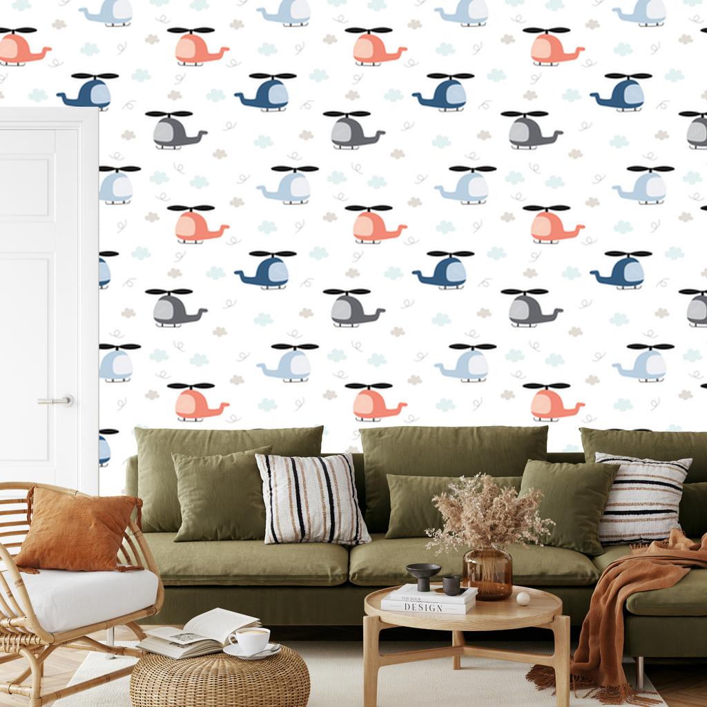 Wallpaper Cute Helicopters from the Clouds for Living Room and Bedroom 50x1000