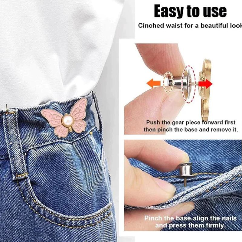 Women's Adjustable Butterfly Brooch Waist Clip Collar Pin Slimming Effect for Party Office and Street Style