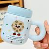 Large Capacity Kitten with Lid Spoon Cute Cartoon Ceramic Cup High Temperature Resistant Office Mug Girls Suit Cup