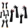 Halloween Long Vampire Claw Gloves With Fake Nails For Cosplay Costume Party