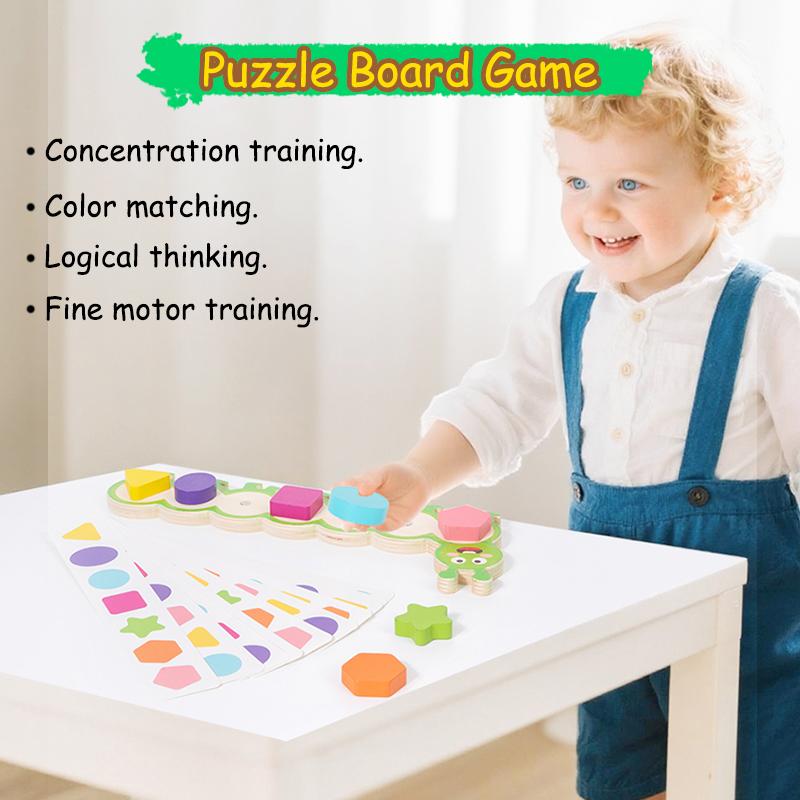 Montessori Magnetic Caterpillar Puzzles Children's Toy Color Shape Matching Logical Thinking Training Puzzle Board Game For Kids