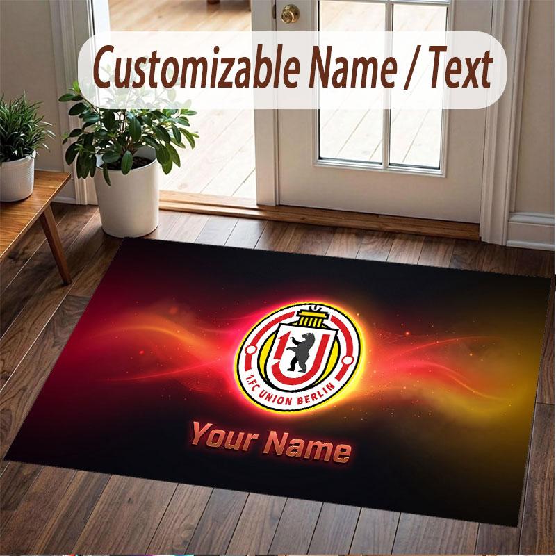 Custom Rug Union Berlin Pattern Print Name Text Soft Non‑Slip Floor Carpet for Home Indoor Decoration