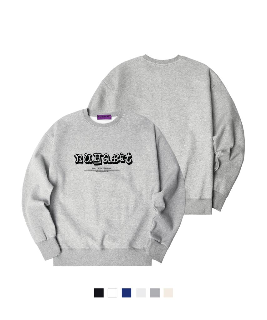 NUHABIT N/H Cartoon Logo Oversized Fleece-Lined Sweatshirt (Som4-5Nh1307)