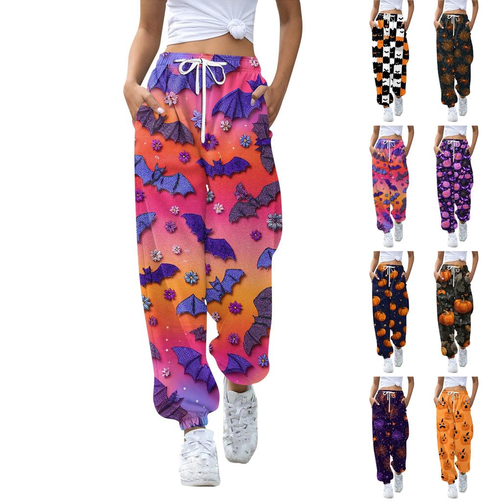Women's Sports Pants With Pockets Fashion Print Elastic Waist Pants Casual Sweatpants Pants