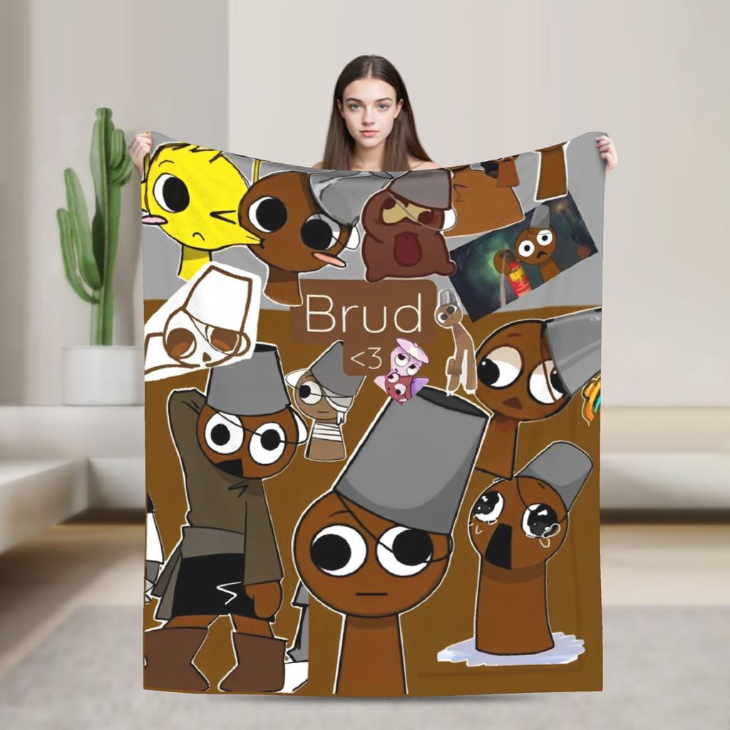 Sprunkis Plush Blanket Cartoon Game Awesome Throw Blankets for Sofa Bedding Lounge 150*125cm Plush Thin Quilt
