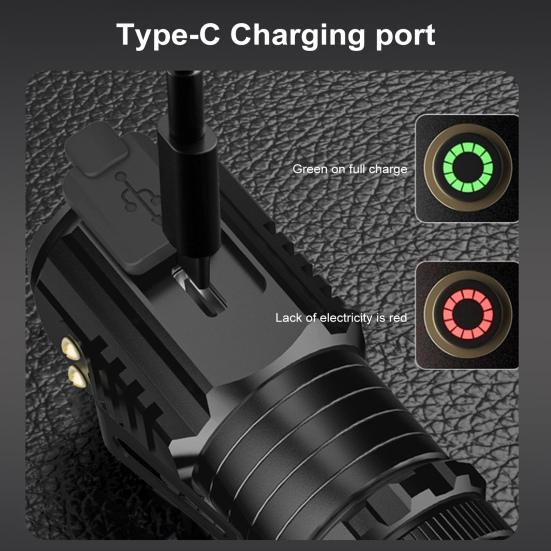 LED Flashlight with 5 Light Modes Super Bright Waterproof Rechargeable Versatile Use High-Power Torch