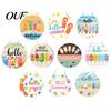 Summer Beach Welcome Sign Hello Door Sign, Ice Pop Flip Flop Hanger, Vacation Wall Art Farmhouse Hanging Wooden Wreath for Front Home Porch