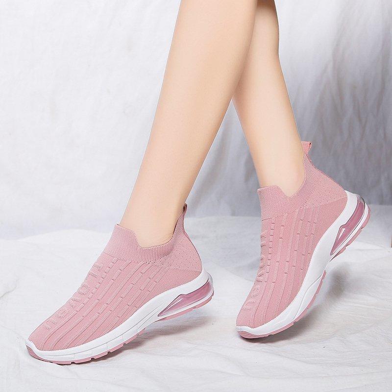 Модные женские туфли на воздушной подушке, сетчатые осенние кроссовки, женские вулканизированные туфли, повседневные туфли на плоской подошве, белые мягкие прогулочные туфли