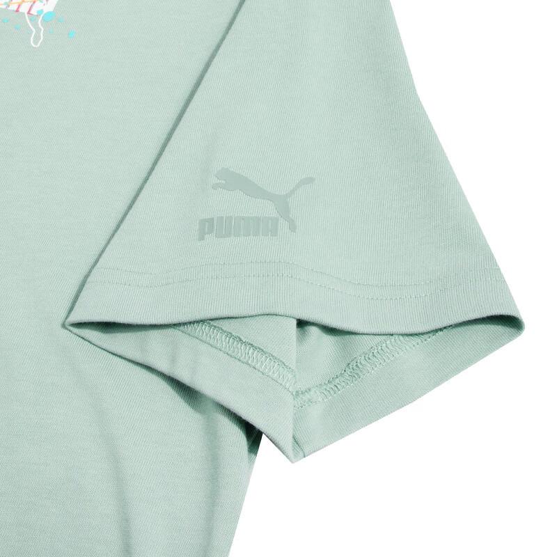 Puma Футболка с коротким рукавом и круглым вырезом, дышащая, с логотипом, мужская, цвет зеленый 624938-54