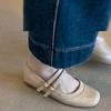 Sheepskin Version~ Flat French Temperament Round Head One-word Buckle Mary Jane Shoes Women's Retro Shallow Mouth Ballet Shoes