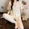 Design sense gradual change smudged pajamas women's spring and summer cartoon dachshund short-sleeved loungewear cloud cotton two-piece set
