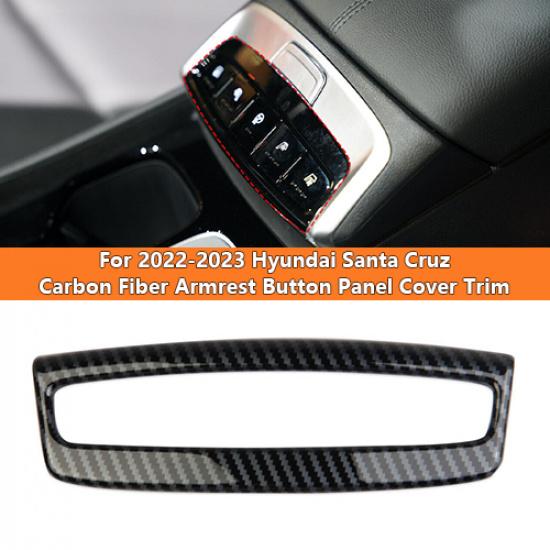 Carbon Fiber Center Shifter Armrest Button Cover Trim For 22+ Hyundai Santa Cruz