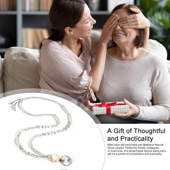 Натуральный камень искусственный кристалл держатель для карт регулируемый ID шнурок женский ручной работы бисер