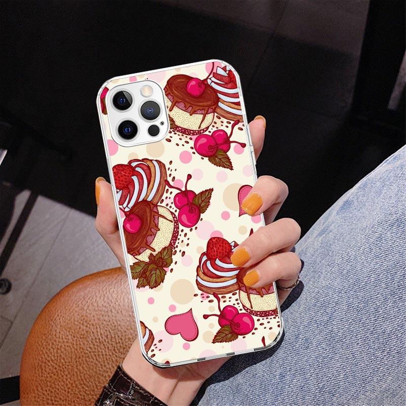 Чехол для телефона Macaron Ice Cream Cake Doughnut для iPhone 17 Air 16 Pro Max 16E 15 + 14 Plus 11 12 13 Mini 7 8 SE Подарочная печатная крышка F