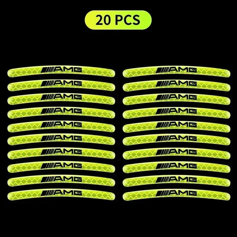 ZPU1  5/10/15/20pcs Luminous Car Wheel Hub Stickers High Reflective Stripe Tape For Mercedes Benz AMG GLC GLE GLB W205 W203 W211 W212