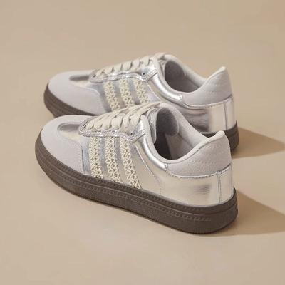 Универсальная повседневная обувь с круглым носком в стиле Форреста Гампа, серебристые спортивные кеды для скейтборда, женские весенне-летние новые ретро кроссовки на плоской подошве, немецкие тренировочные туфли