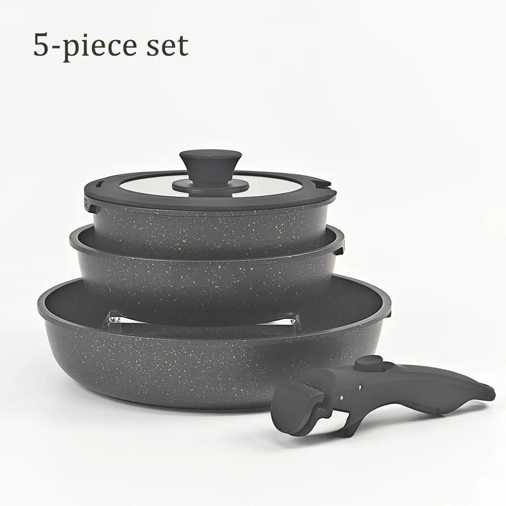 DONNOR Kitchen Pots and Pans Set Safe Nonstick Kitchen Cookware with Removable Handle Cookware Set Oven Safe