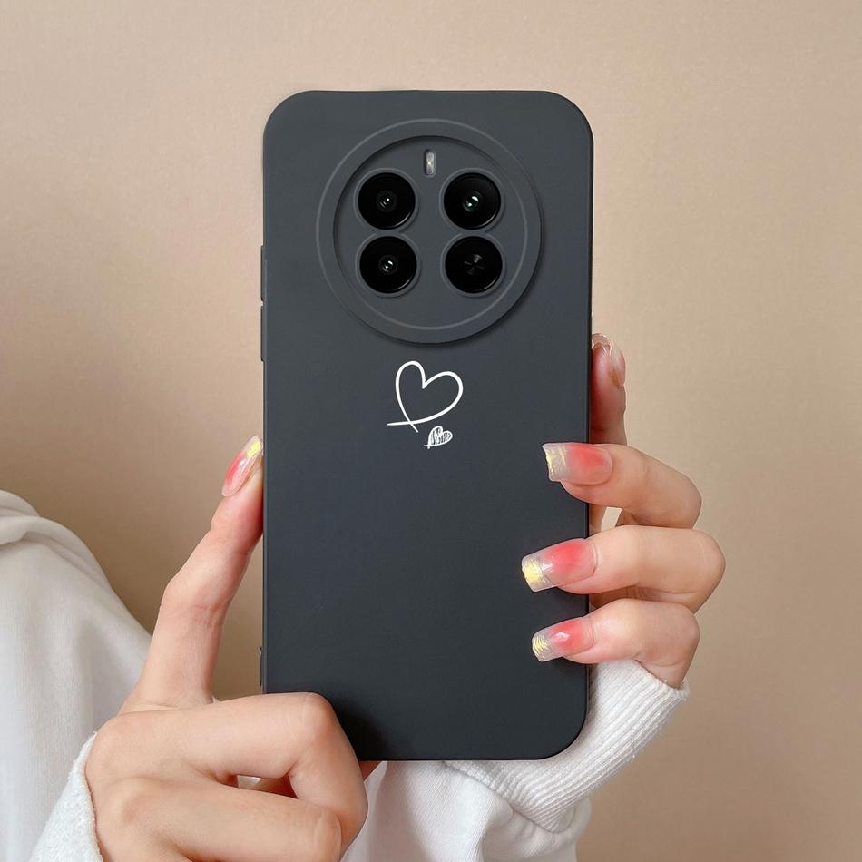 Чехол в форме сердца для Realme 12 Pro Plus 12 Lite Задняя крышка для Realme12 4G Чехол из жидкого силикона Защита камеры Корпус телефона