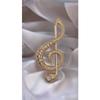 Позолоченная брошь-ключ с вышивкой камнем B-557