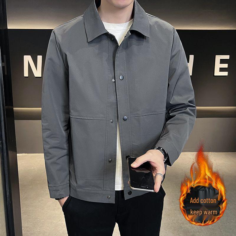 Мужская хлопковая куртка приталенного кроя - Стильная, теплая, универсальная, с отложным воротником для осени и зимы