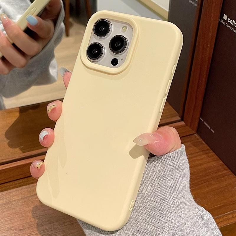 Soft Korean Ins Style Solid Color Suitable for Apple 17pro Max Mobile Phone Case Iphone16 Silicone 15 Soft Sleeve 13