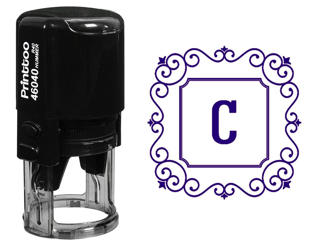 Printtoo Office Стационарный квадратный вихревой бордюр с буквой C Monogram Initial R-40 Self Inking Rubber
