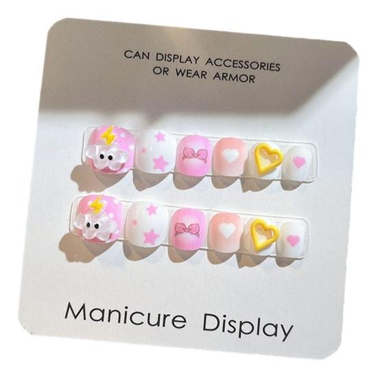 12 шт., детские мультяшные наклейки для дизайна ногтей, милые цветочные облака, сердечные узоры, стразы, наклейки для ногтей, самоклеящиеся накладные ногти, художественное украшение «сделай сам»