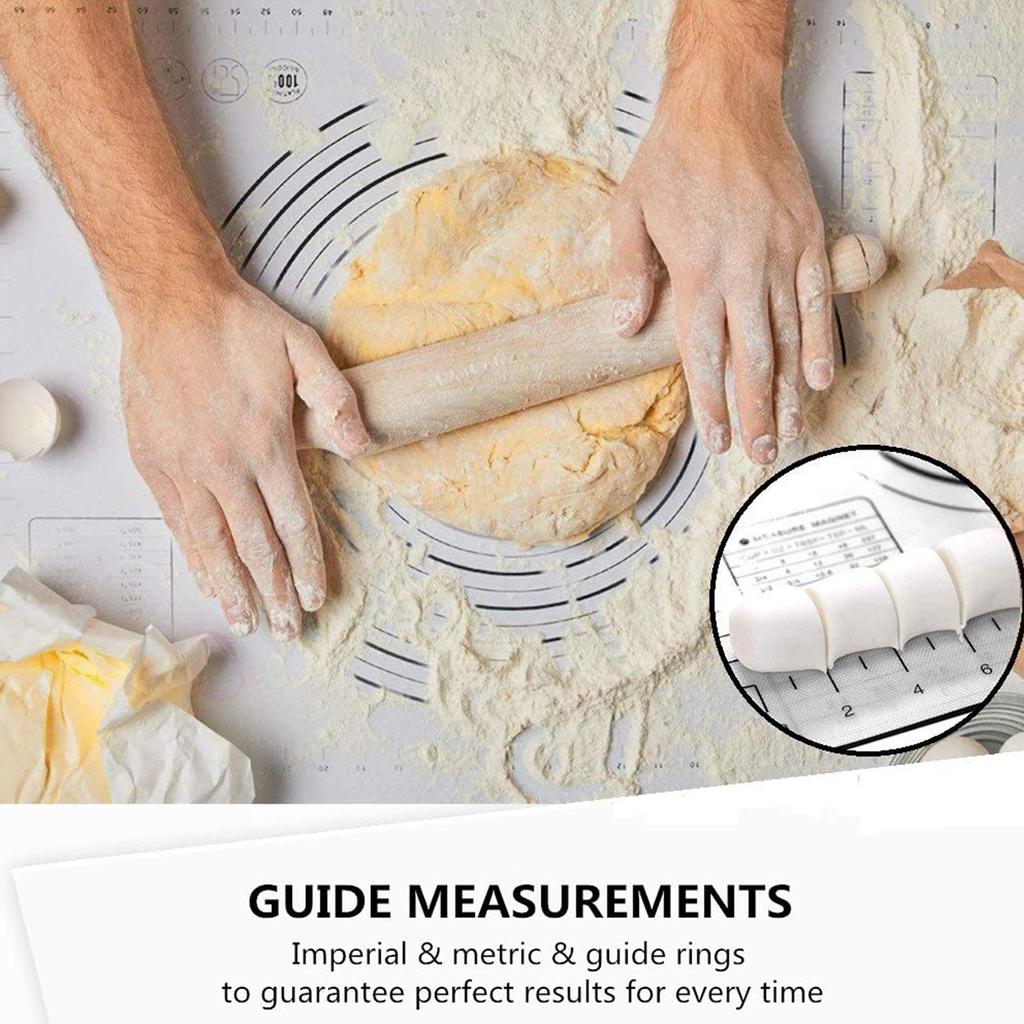 Silicone Pastry Mat with Measurements Large and Thick Baking Mat Non-Slip of BPA Fondant and Cake Rolling Mat Kitchen Countertop Mat