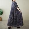 Короткий рукав Плюс размер Хлопок винтажный цветочный новый в платьях для женщин повседневное свободное макси длинное летнее платье