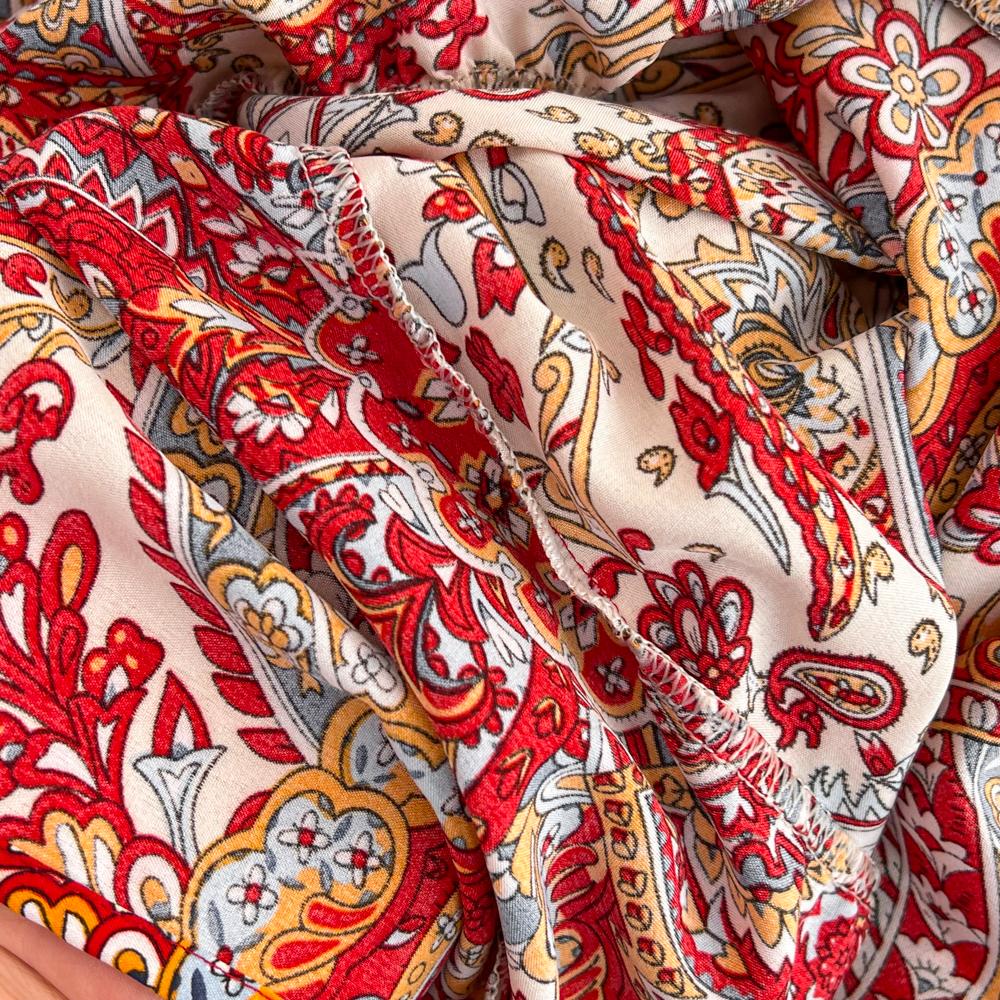 Summer Bohemian Vacation Beach Pants Elegant High Elastic Waist Wide Leg Printed Trouser Casual Flare Fladas New Fashion