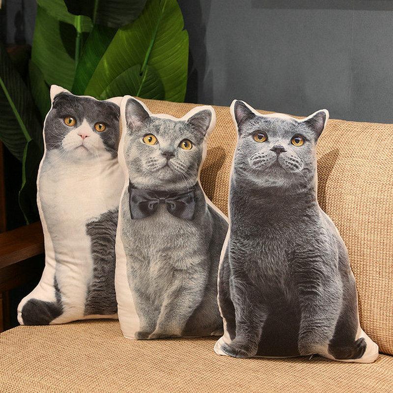 50СМ Симуляция Британская короткошерстная кошка Плюшевые игрушки 3D печать Животное Подушка-подушка Набивная Домашний декор Подарки на день рождения